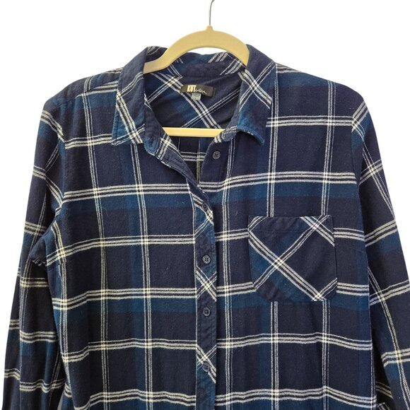 Kut from the Kloth Plaid Flannel Button Down Shirt Size Large - Picture 4 of 5